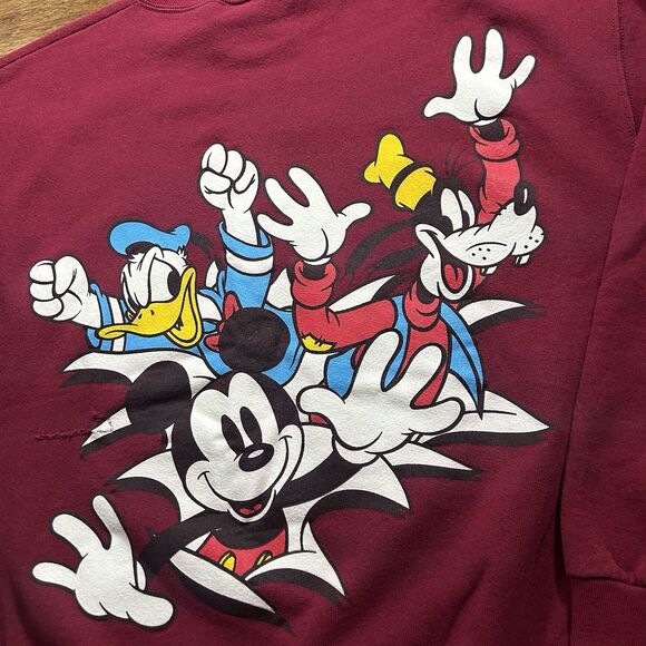 Vtg Disney Mickey Mouse & Friends Breakthrough Crewneck Large Back Hit Red 90s - Picture 9 of 10